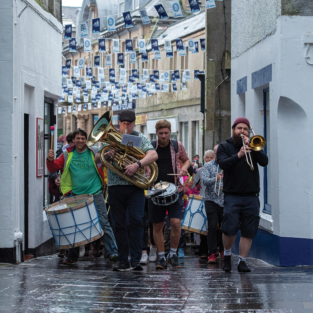 The Saltire Street Band playing on the street